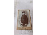 Снимка Млад мъж във военна униформа 1905 Картон