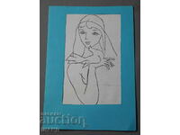 Ioto Metodiev Drawing portrait greeting card woman
