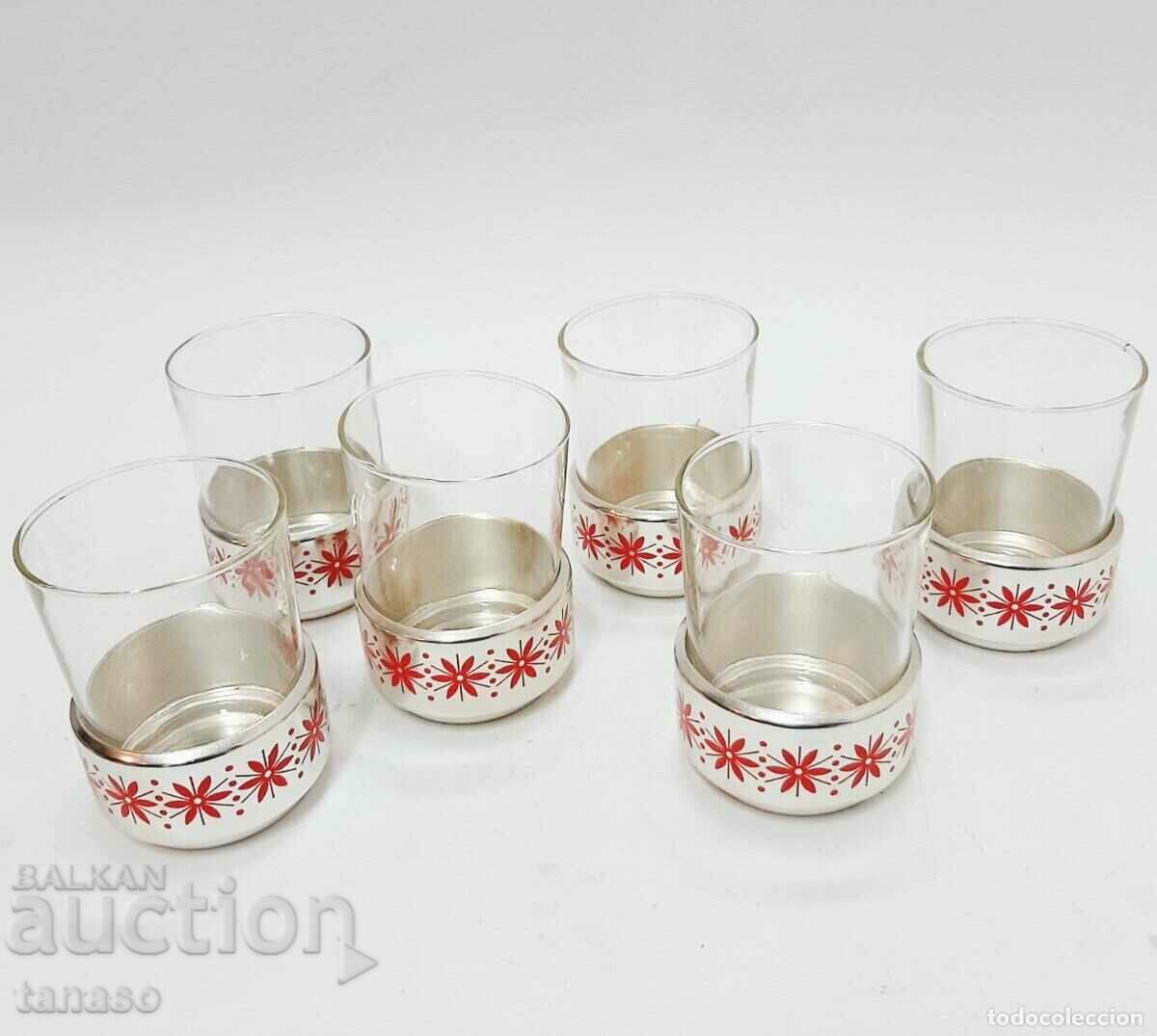 Set of 6 glasses with coasters, USSR(12.5)