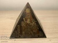 Old small Egyptian bronze pyramid