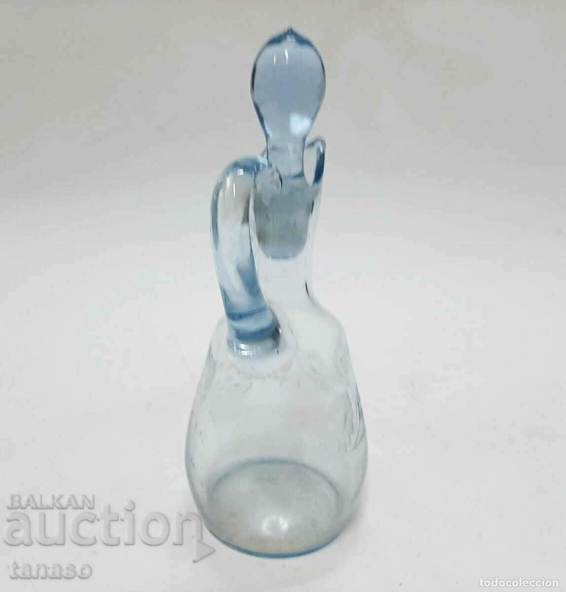 Delivery of Old light blue glass jug, carafe with stopper(12.3)