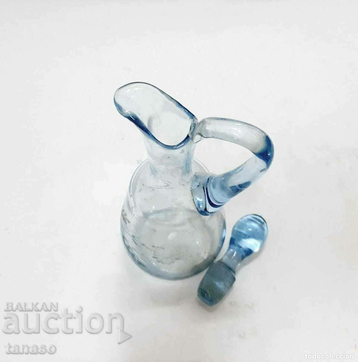 Old light blue glass jug, carafe with stopper(12.3) - 5