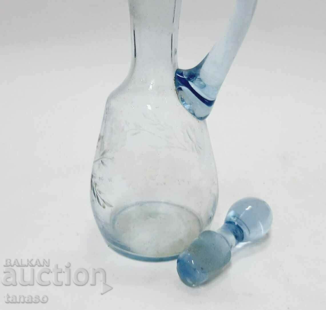 Old light blue glass jug, carafe with stopper(12.3) - 6