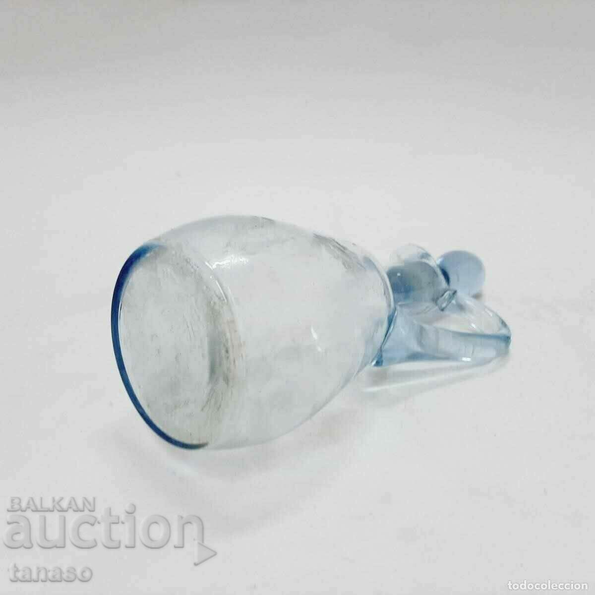 Old light blue glass jug, carafe with stopper(12.3) - 7