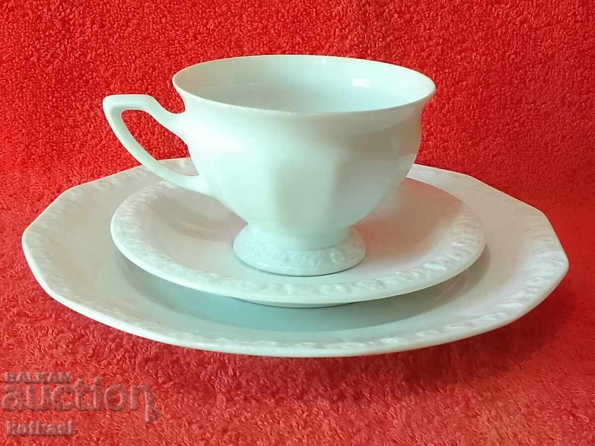 Rosenthal White Rose Triple Set Cup Plates Rosenthal White Rose Triple Set Cup Plates