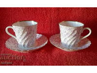 Lot of two double sets of cups and saucers LFZ USSR