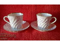 Lot of two double sets of cups and saucers LFZ USSR USSR Russia