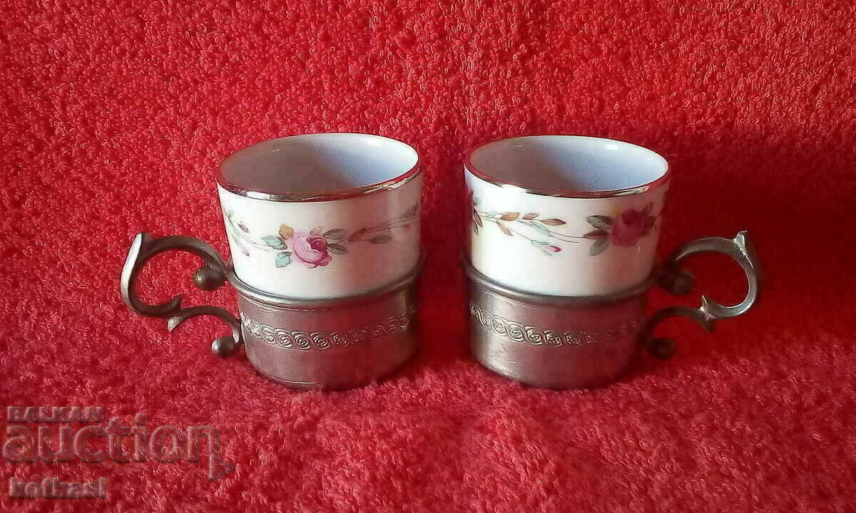 Lot of two cups with stem marked