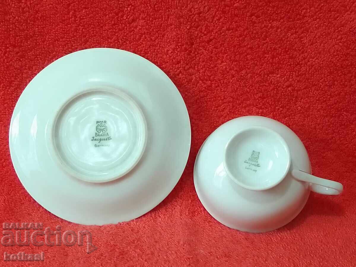 Old porcelain set cup plate markings Jaeger gilding Moka - 6 Old porcelain set cup plate markings Jaeger gilding Moka - 6