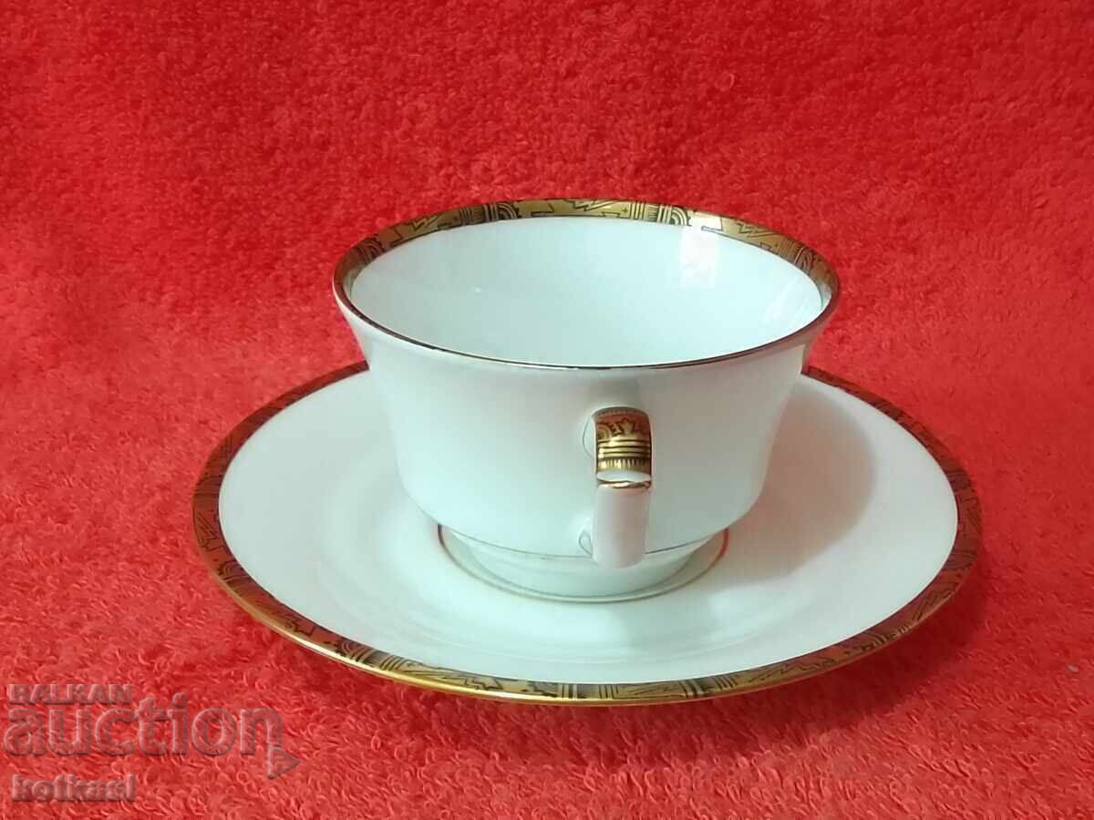 Auction Old Leipzig cup and saucer double set Auction Old Leipzig cup and saucer double set