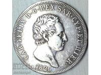 5 lire 1826 Sardinia Italy Carlo Felice 24.99g silver