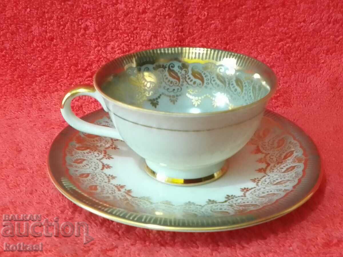 Auction  Old double set cup plate Bareuther gilt Germany