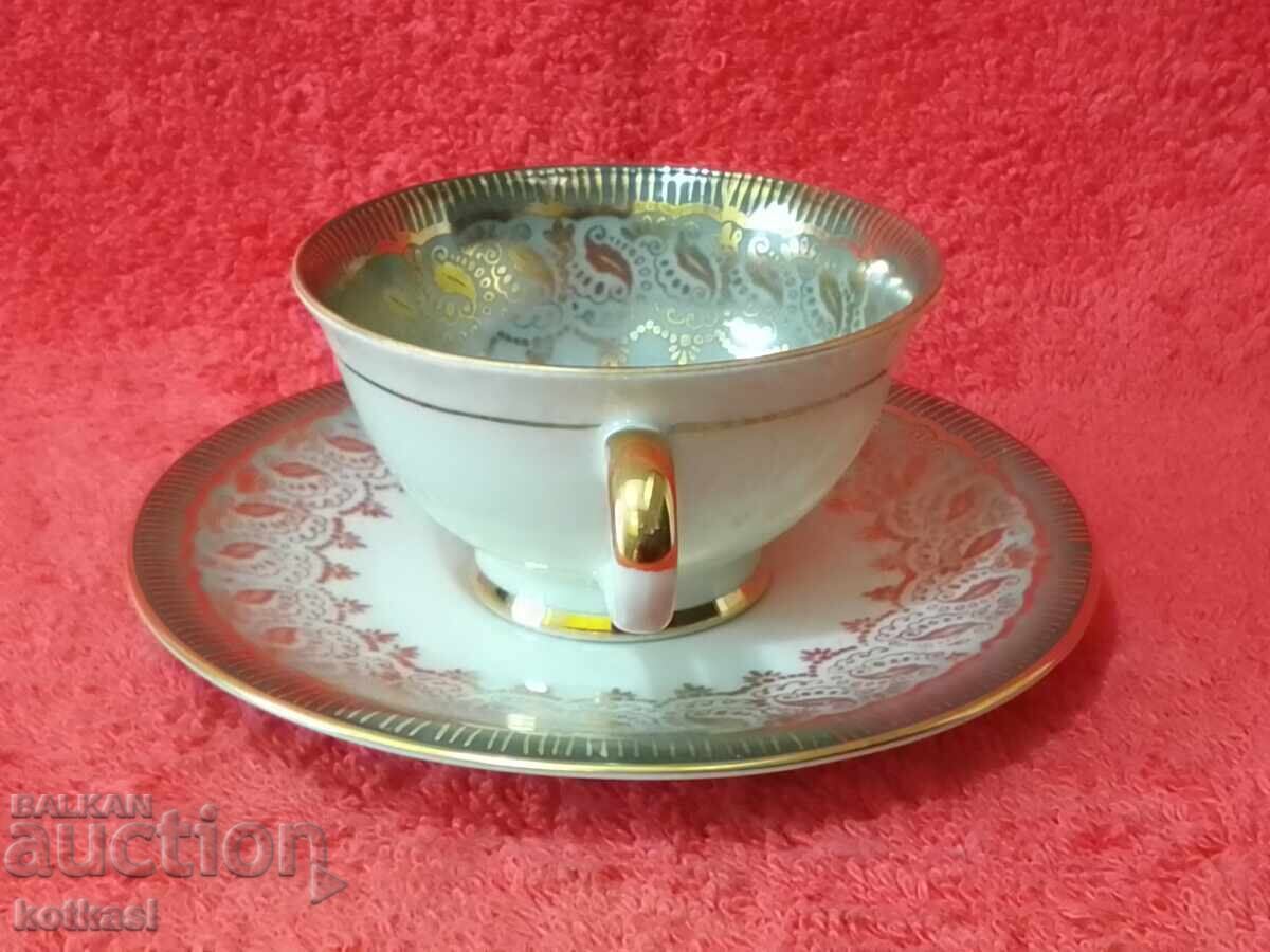 Delivery of Old double set cup plate Bareuther gilt Germany