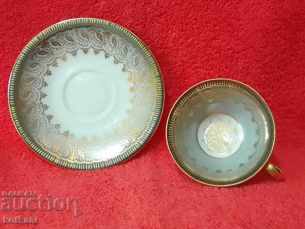 Old double set cup plate Bareuther gilt Germany - 5