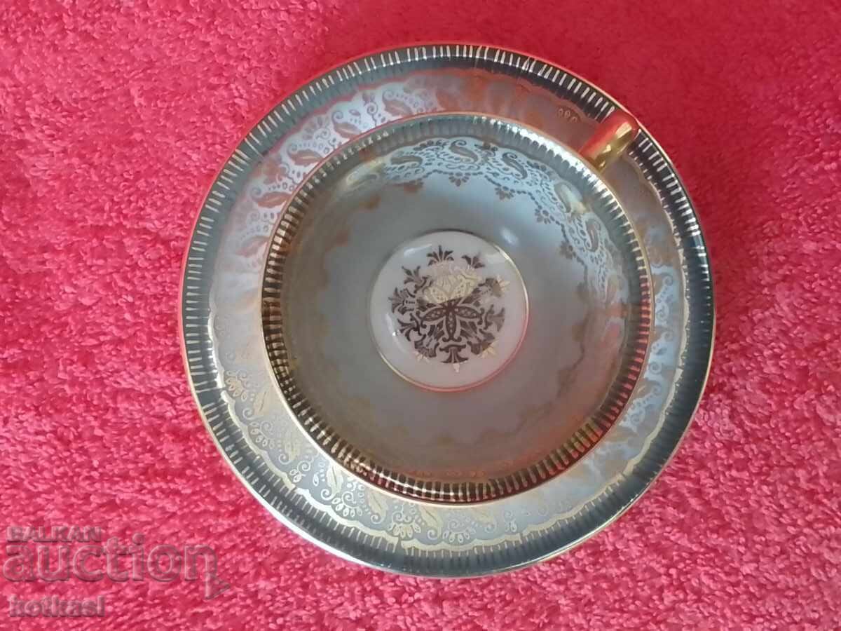Old double set cup plate Bareuther gilt Germany - 7