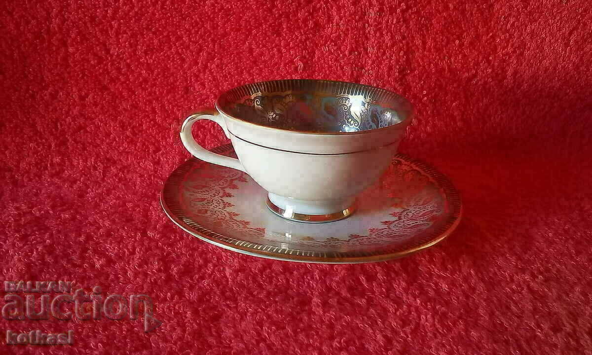 Old double set cup plate Bareuther gilt Germany