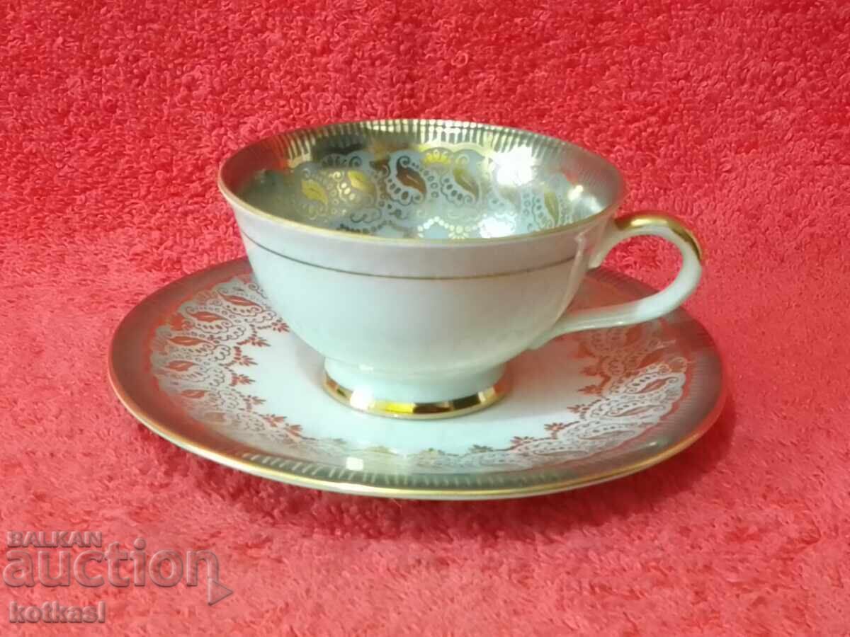 Old double set cup plate Bareuther gilt Germany