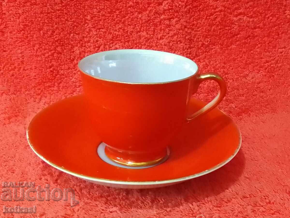 Old double set cup plate red JAPAN Old double set cup plate red JAPAN