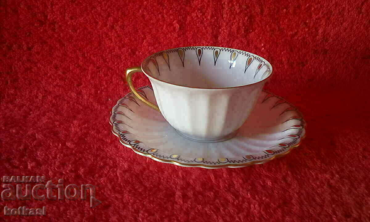 Old double set cup plate Wurttemberg Germany gilt