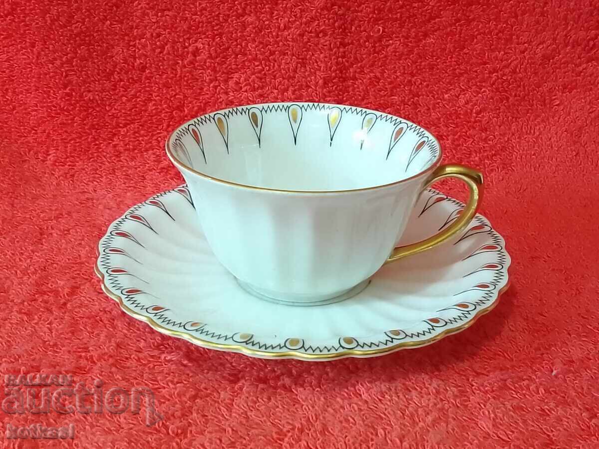 Old double set cup plate Wurttemberg Germany gilt