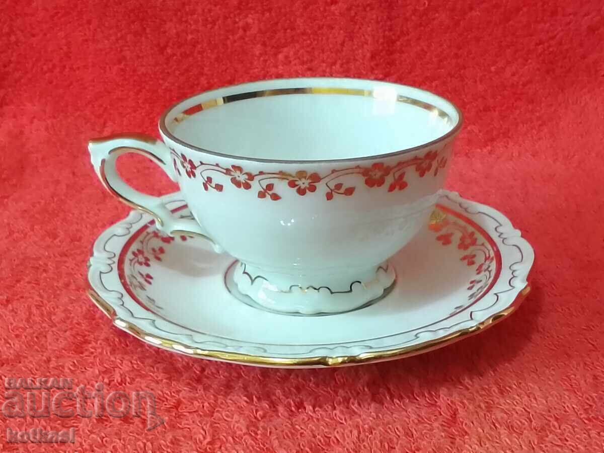 Auction  Old Double Set Cup Plate Margareten LKM Gilt