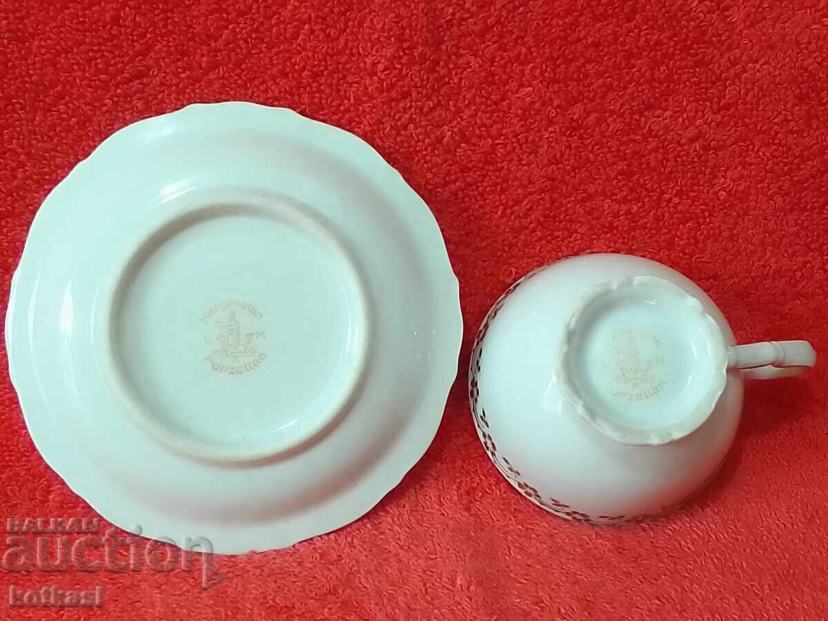 Old Double Set Cup Plate Margareten LKM Gilt - 6