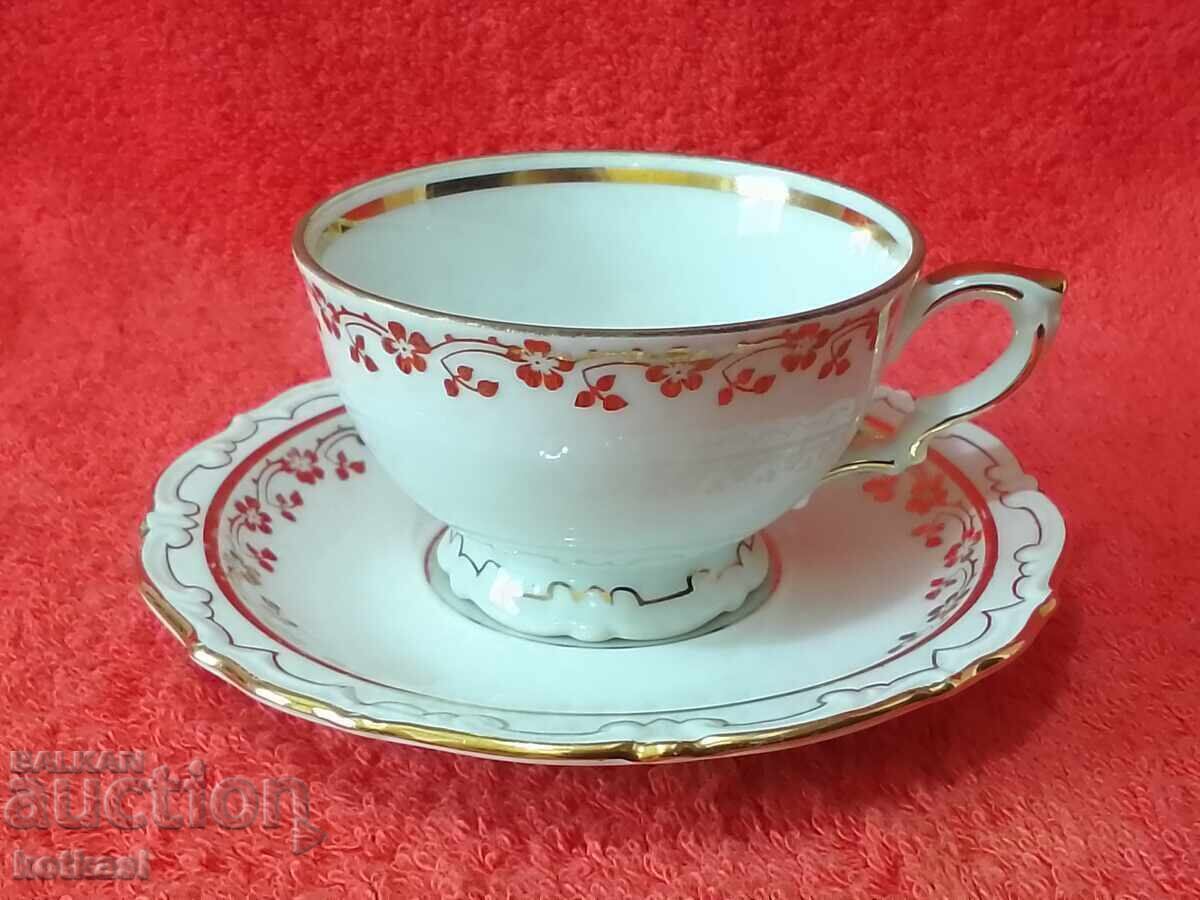 Old Double Set Cup Plate Margareten LKM Gilt