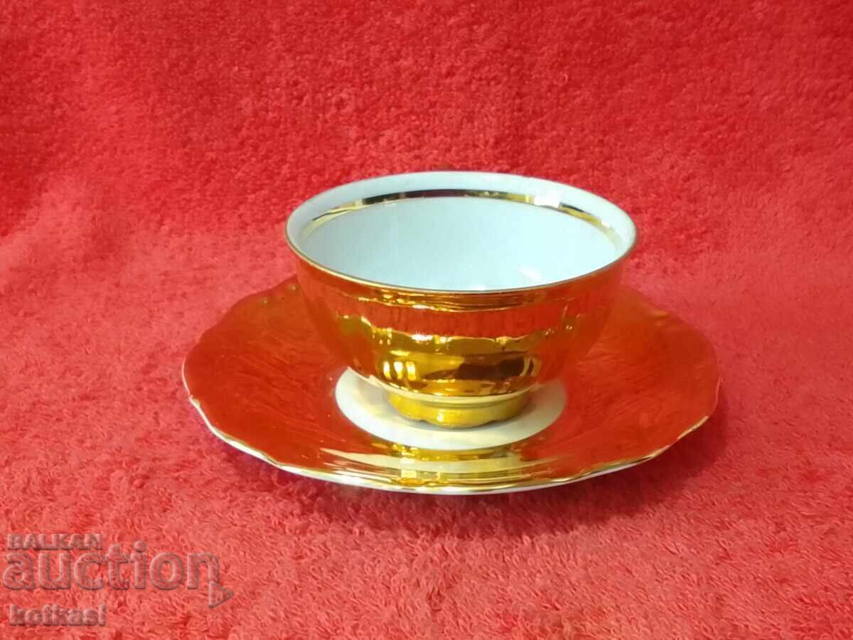 Auction Old porcelain double Moka set cup plate Schlottenhof Auction Old porcelain double Moka set cup plate Schlottenhof