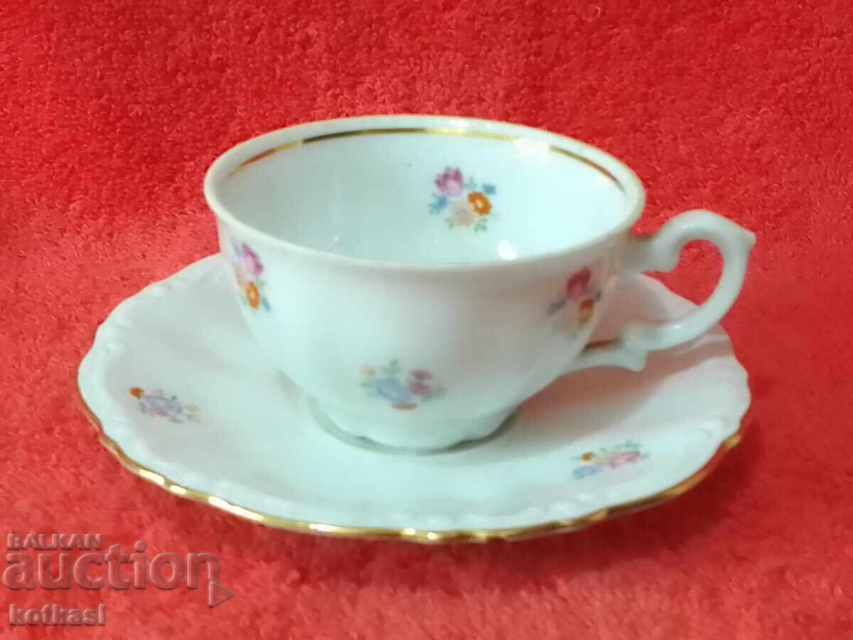 Star Double Mocha Set Cup Plate Bavaria Flower Gilding Star Double Mocha Set Cup Plate Bavaria Flower Gilding