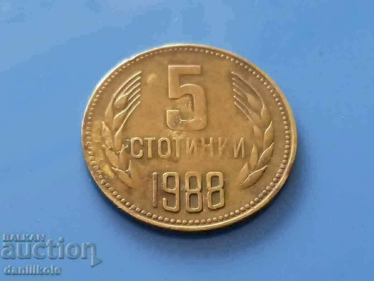 *$*Y*$* BULGARIA - 5 STOTINKA 1988 - EXCELENT *$*Y*$*