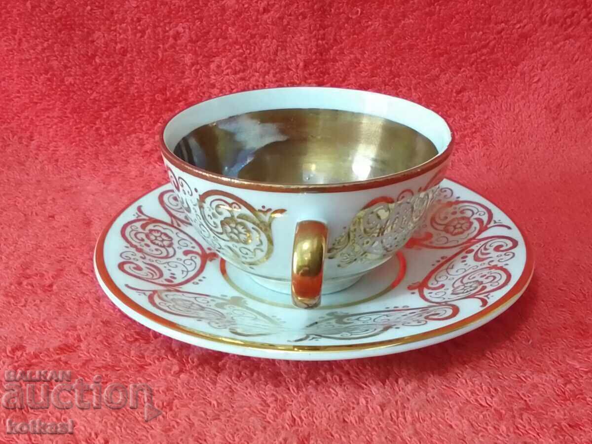 Old double set cup plate Bavaria gilded PIRKEN HAMMER with price 55.50 BGN | € 28.38