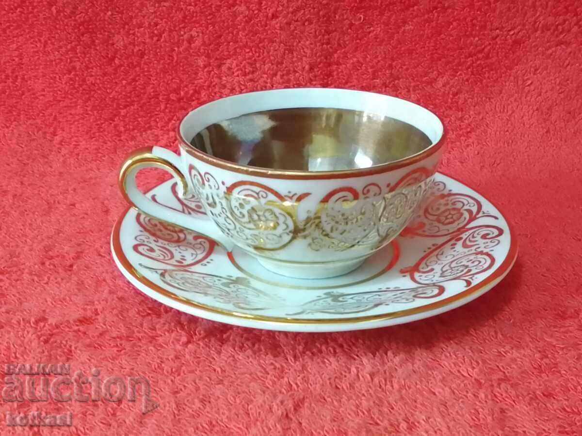 Auction  Old double set cup plate Bavaria gilded PIRKEN HAMMER