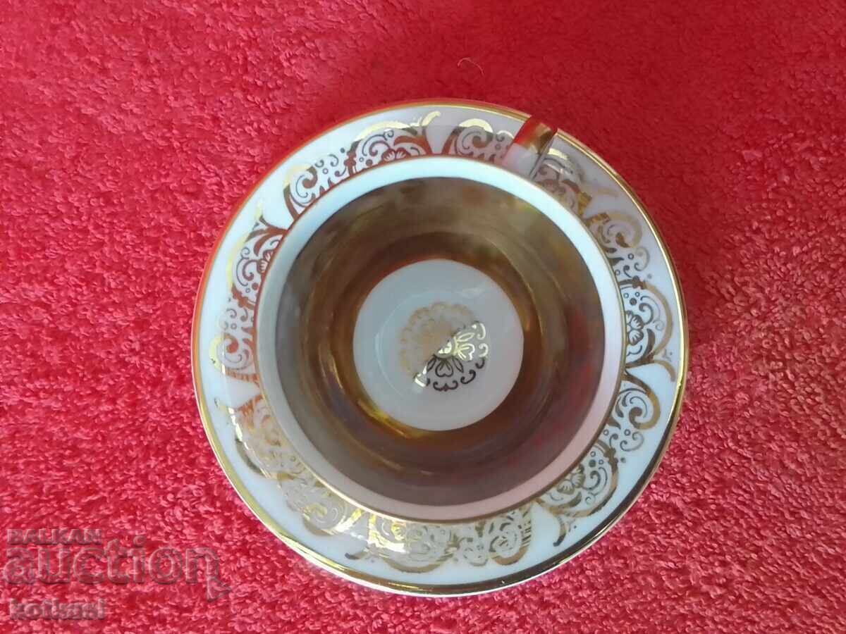 Old double set cup plate Bavaria gilded PIRKEN HAMMER - 7