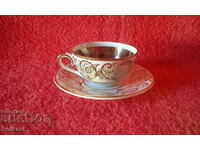 Old double set cup plate Bavaria gilt