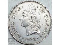 Republica Dominicană 1/2 peso 1973 30mm 12.5g argint