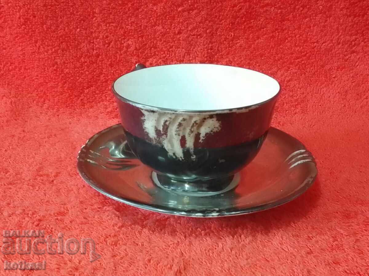 Auction Old double set cup plate Bavaria silver plating Auction Old double set cup plate Bavaria silver plating