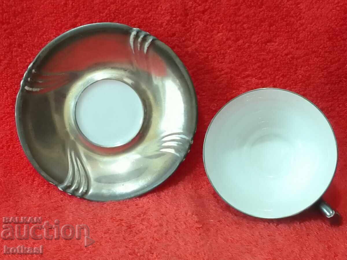 Delivery of Old double set cup plate Bavaria silver plating Delivery of Old double set cup plate Bavaria silver plating