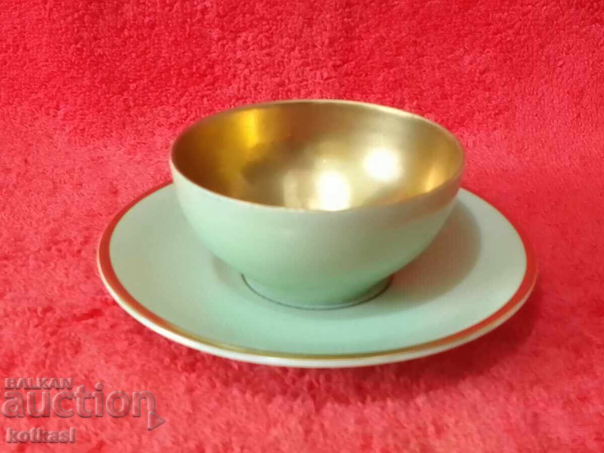 Old double set cup plate gilt Mitterteich with price 55.50 BGN | € 28.38 Old double set cup plate gilt Mitterteich with price 55.50 BGN | € 28.38