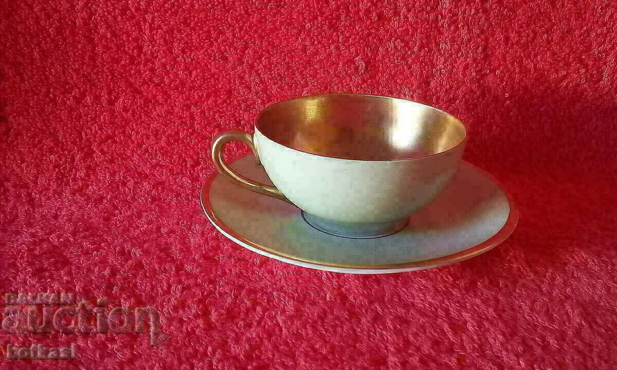 Old double set cup plate gilt Mitterteich