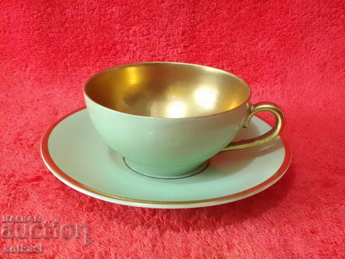 Old double set cup plate gilt Mitterteich Old double set cup plate gilt Mitterteich