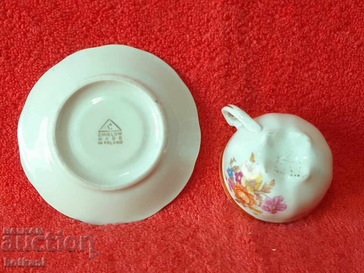 Star double set cup plate Poland Moka color gilding - 5 Star double set cup plate Poland Moka color gilding - 5