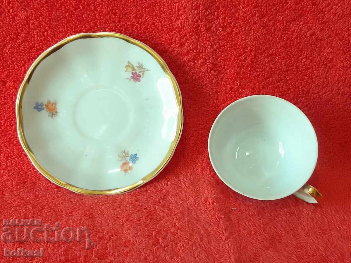 Star double set cup plate Poland Moka color gilding - 6 Star double set cup plate Poland Moka color gilding - 6
