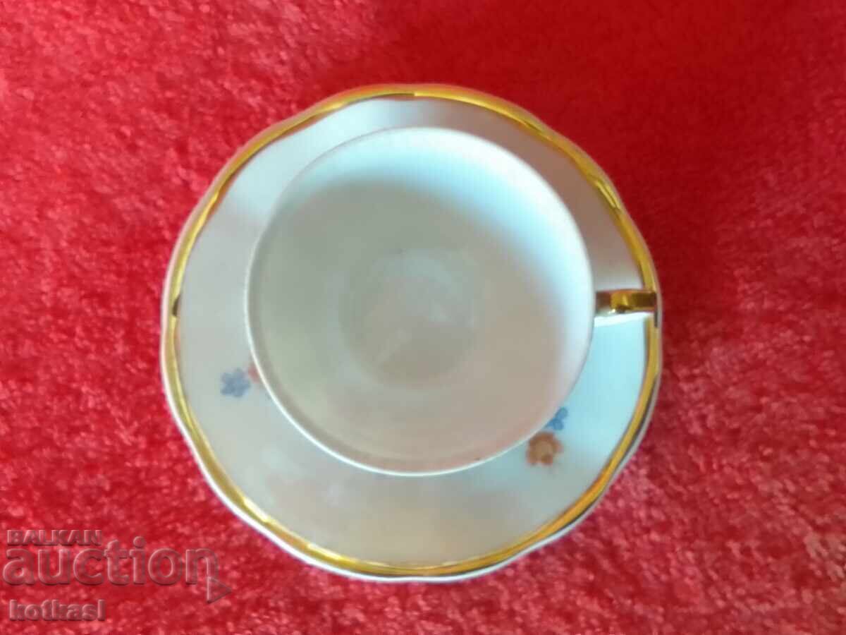 Star double set cup plate Poland Moka color gilding - 7 Star double set cup plate Poland Moka color gilding - 7