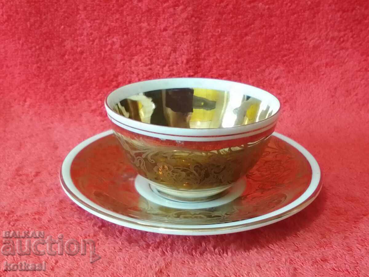 Old double set cup plate J.Kronesten gilt with price 25.50 BGN | € 13.04 Old double set cup plate J.Kronesten gilt with price 25.50 BGN | € 13.04