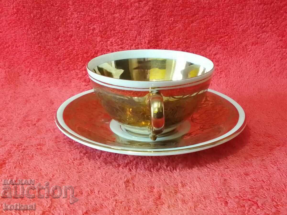 Auction Old double set cup plate J.Kronesten gilt Auction Old double set cup plate J.Kronesten gilt