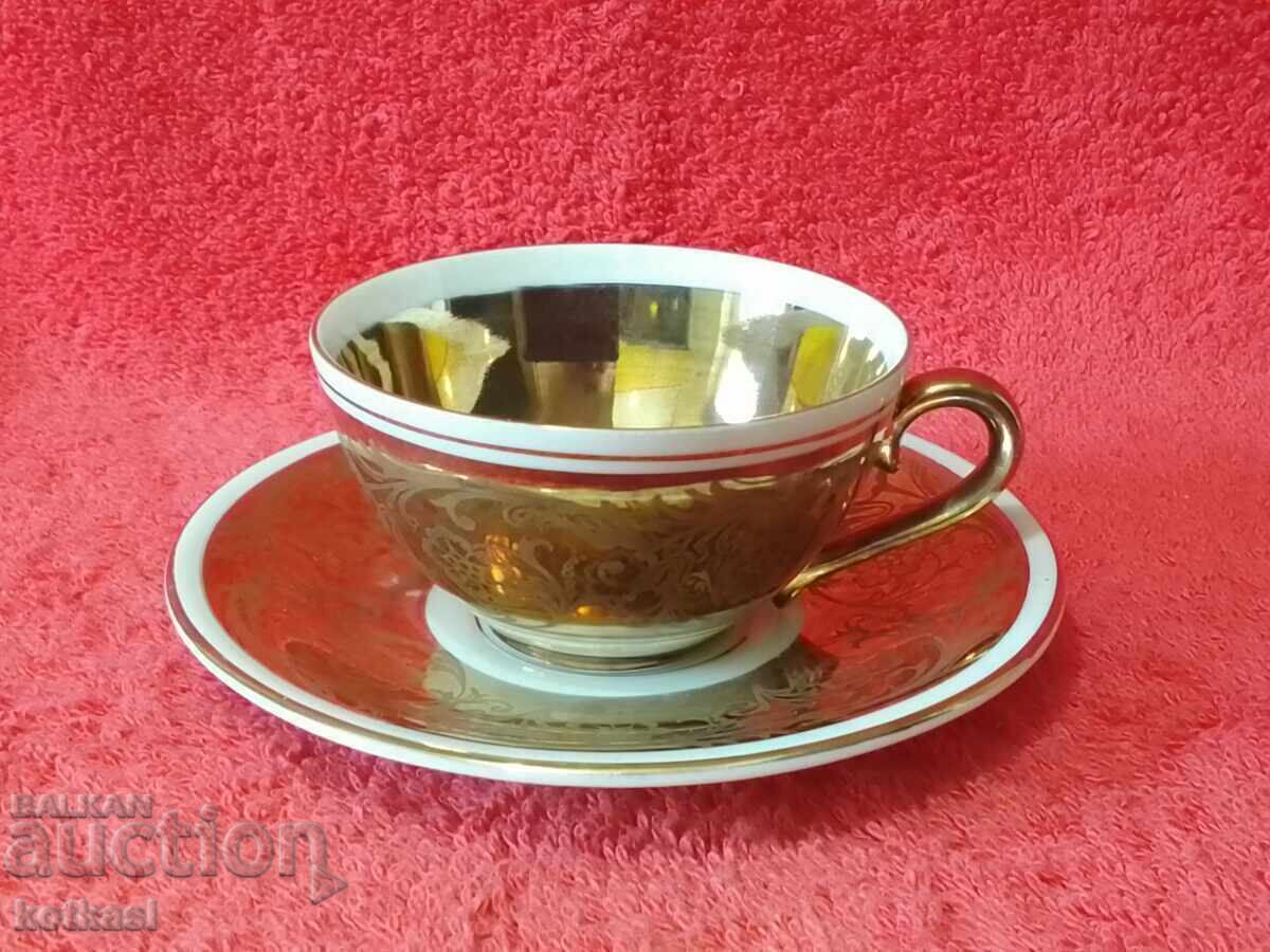 Old double set cup plate J.Kronesten gilt Old double set cup plate J.Kronesten gilt