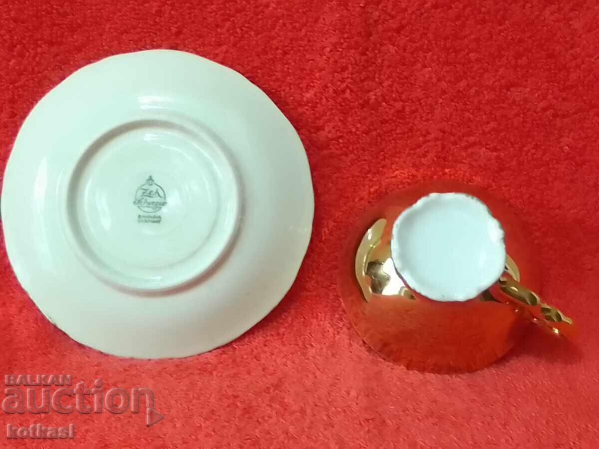 Star Double Mocha Set Cup Plate Bavaria Gilding Zer Scherzer - 5 Star Double Mocha Set Cup Plate Bavaria Gilding Zer Scherzer - 5