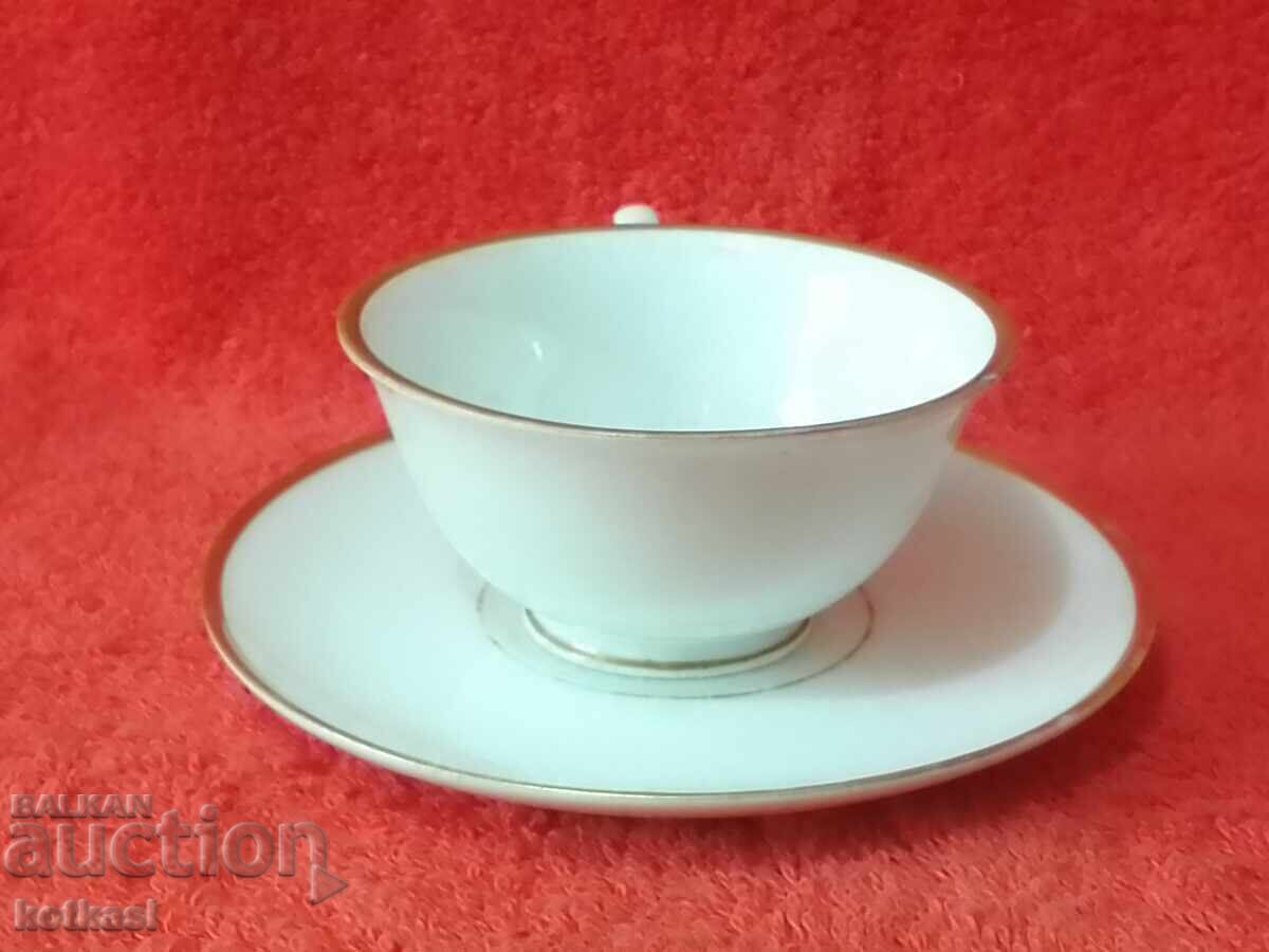 Auction Old double set cup plate Hutschenruther gilt Auction Old double set cup plate Hutschenruther gilt