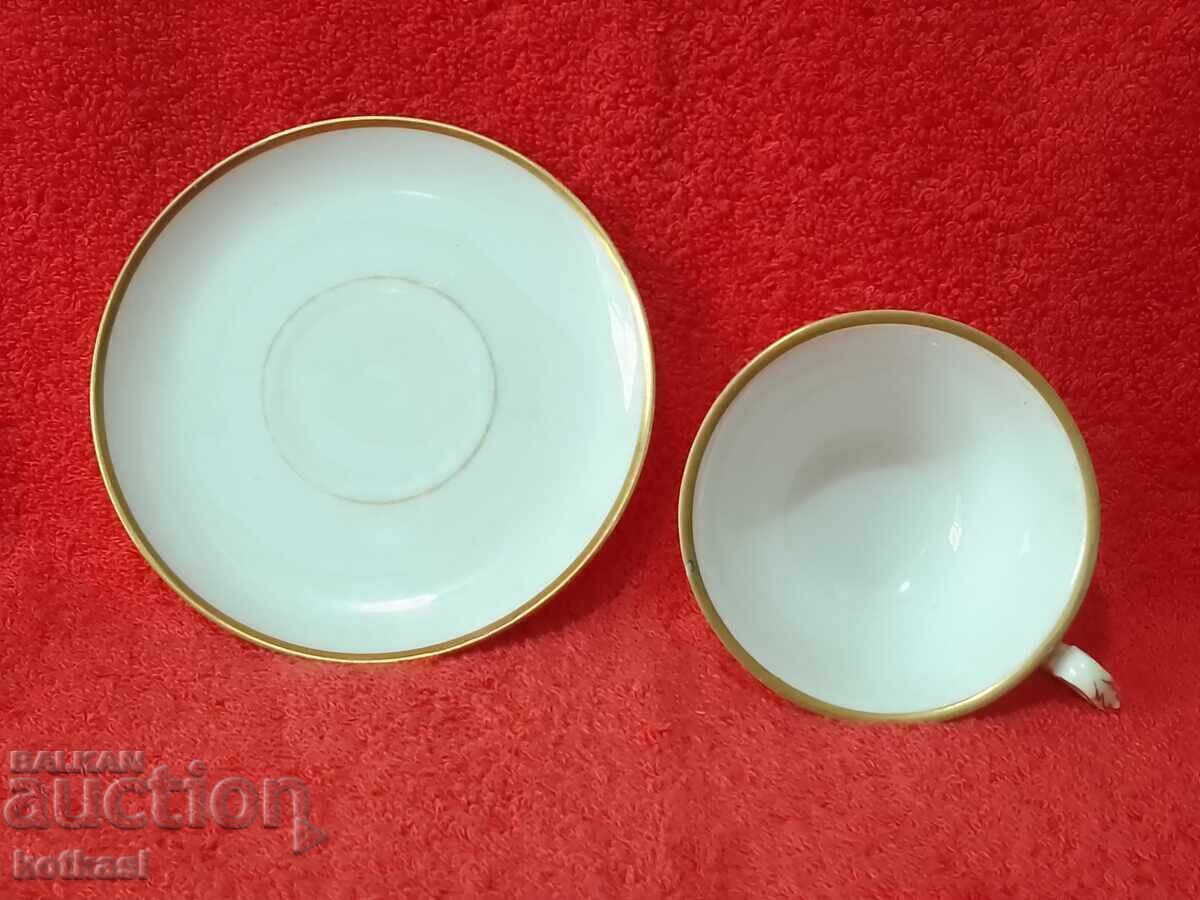 Old double set cup plate Hutschenruther gilt - 5 Old double set cup plate Hutschenruther gilt - 5