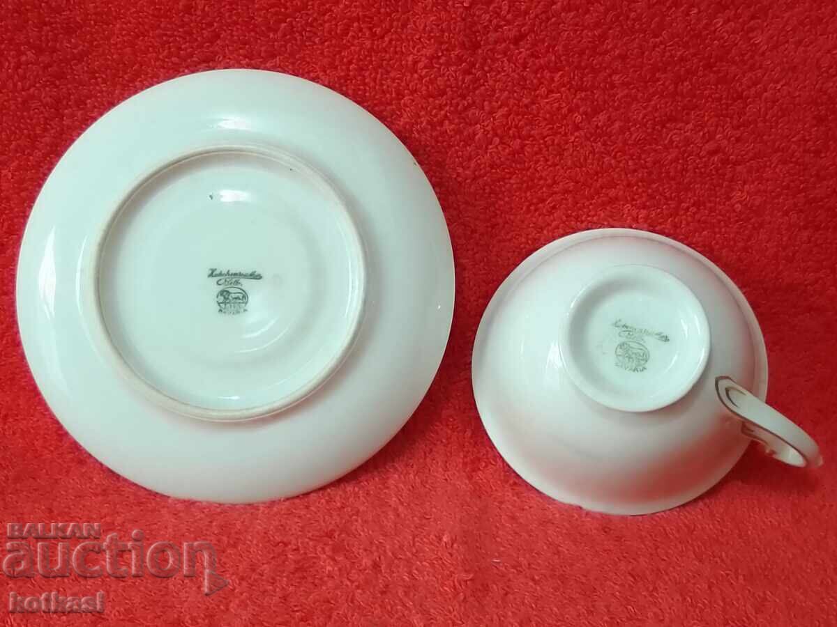 Old double set cup plate Hutschenruther gilt - 6 Old double set cup plate Hutschenruther gilt - 6